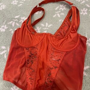 Elegant Red Lace Bustier
